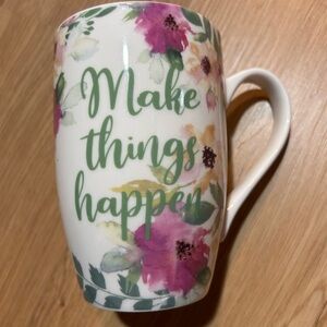 Floral Ceramic Mug “Make Things Happen” Orly Maison Coffee Tea Cocoa Cup